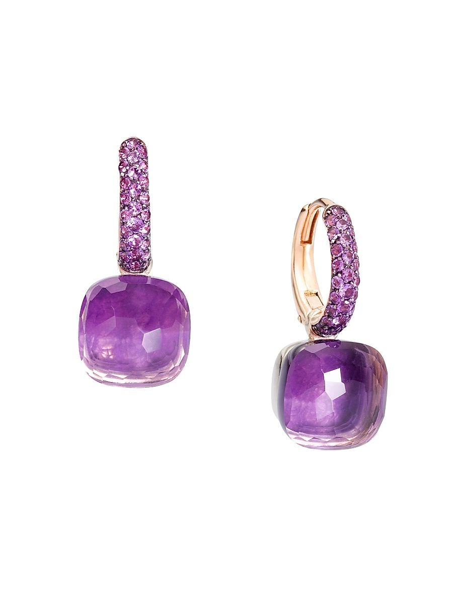 Women's Nudo 18K Black-Rhodium-Plated Rose Gold, Amethyst & Jade Doublet Drop Earrings - Purple
