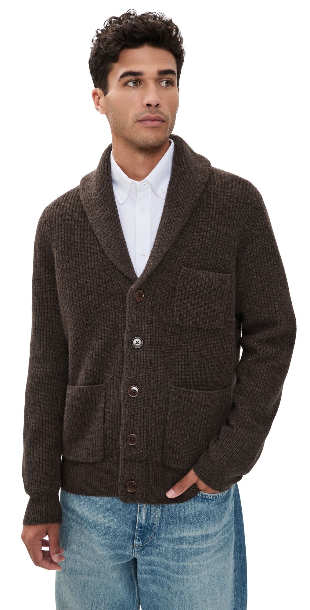Alex Mill Shawl Collar Cashmere Cardigan Compost XL