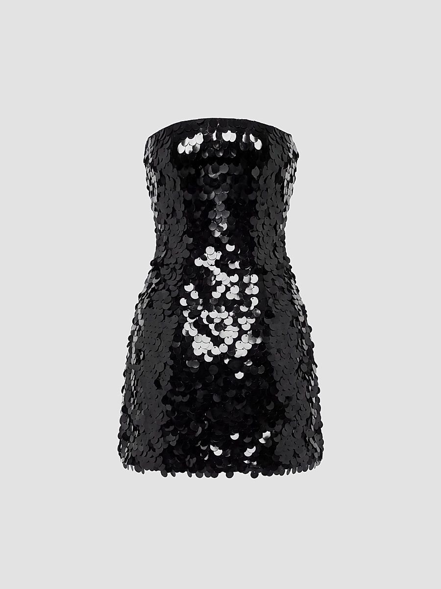 Women's Scottie Sequined Strapless Mini Dress - Black - Size XXL