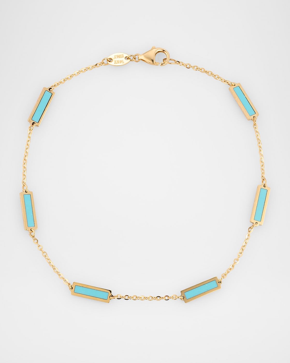 14K Yellow Gold Inlay Station Bracelet