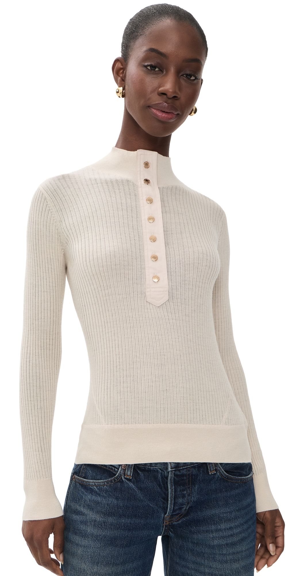 rag & bone Lucy Henley Tee Ivory XL