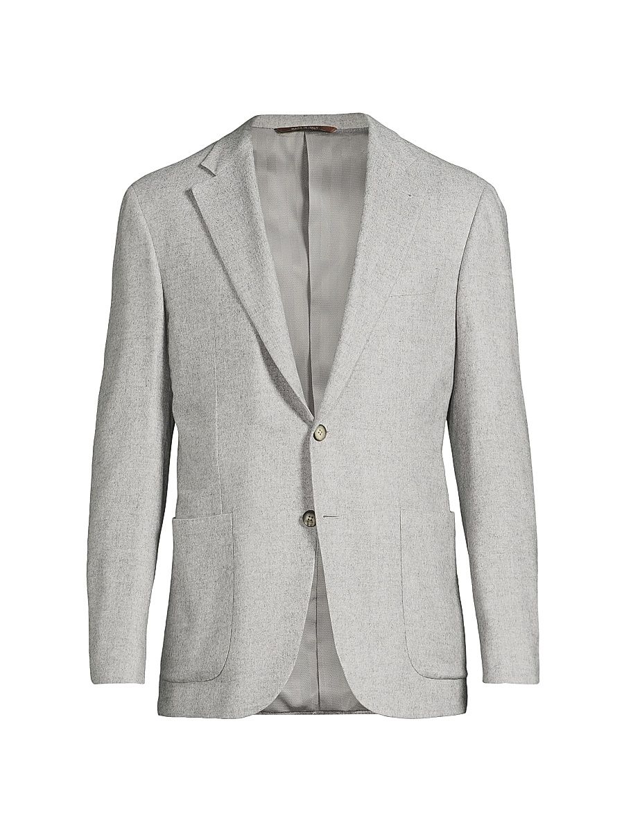 Men's Kei Trim-Fit Silk-Cashmere Sport Coat - Light Grey - Size 46