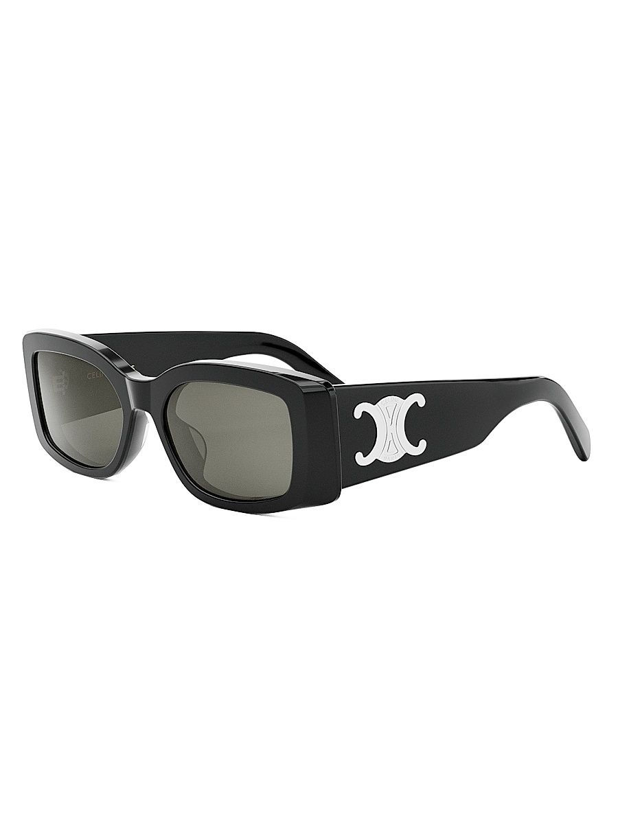 Women's Triomphe 53MM Rectangular Sunglasses - Shiny Black Smoke