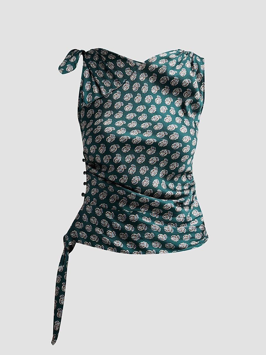 Women's Janille Paisley Silk Top - Chaumont Paisley - Size Medium