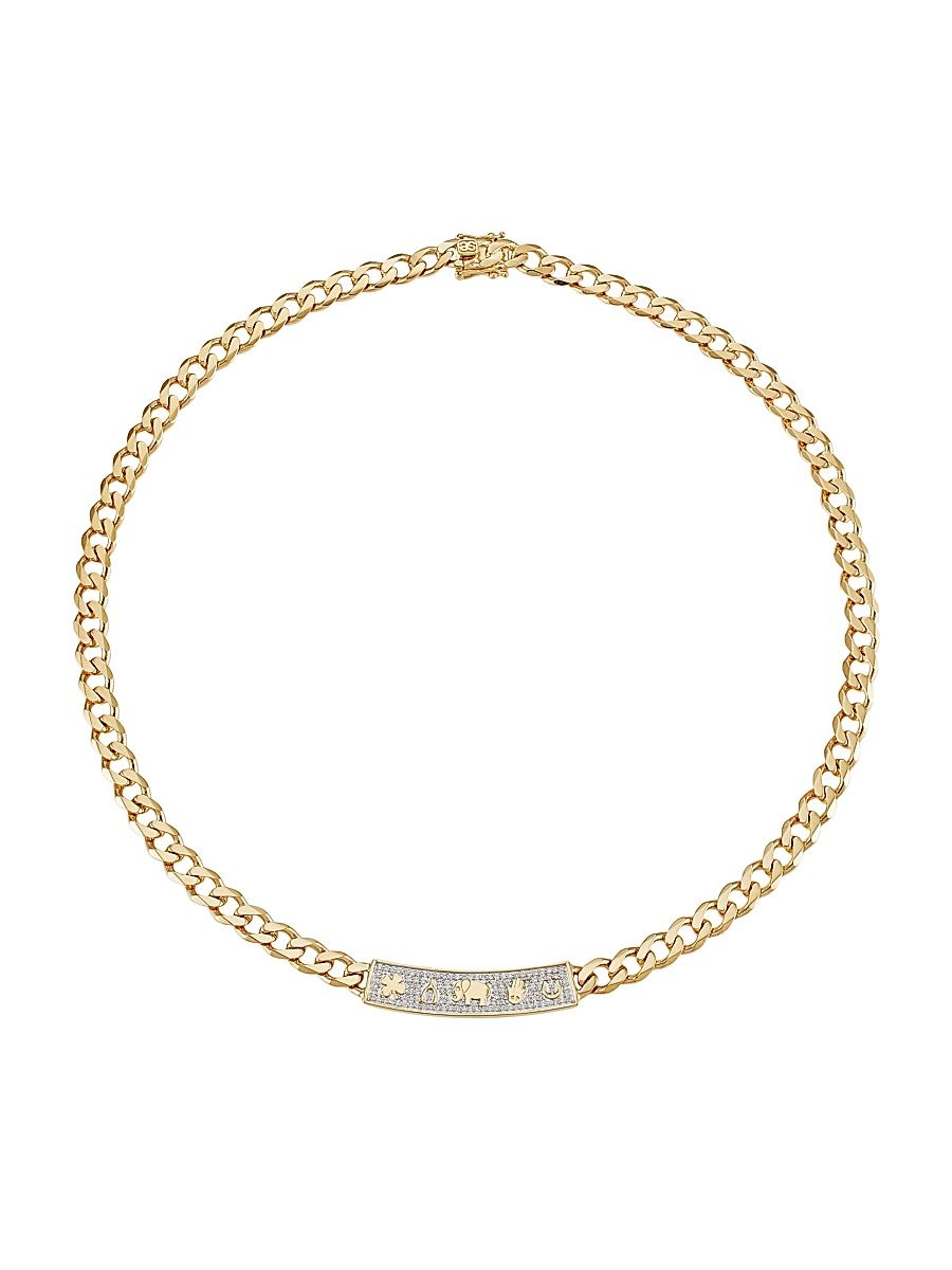 Women's Luck Icons 14K Yellow Gold & Diamond Bar Necklace
