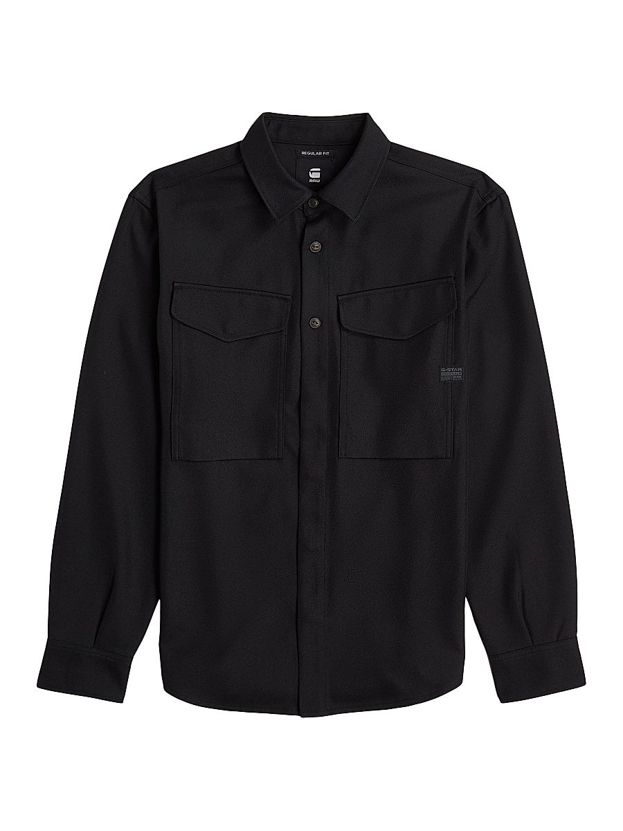 Men's Cargo Pocket Twill Shirt - Dark Black - Size Large