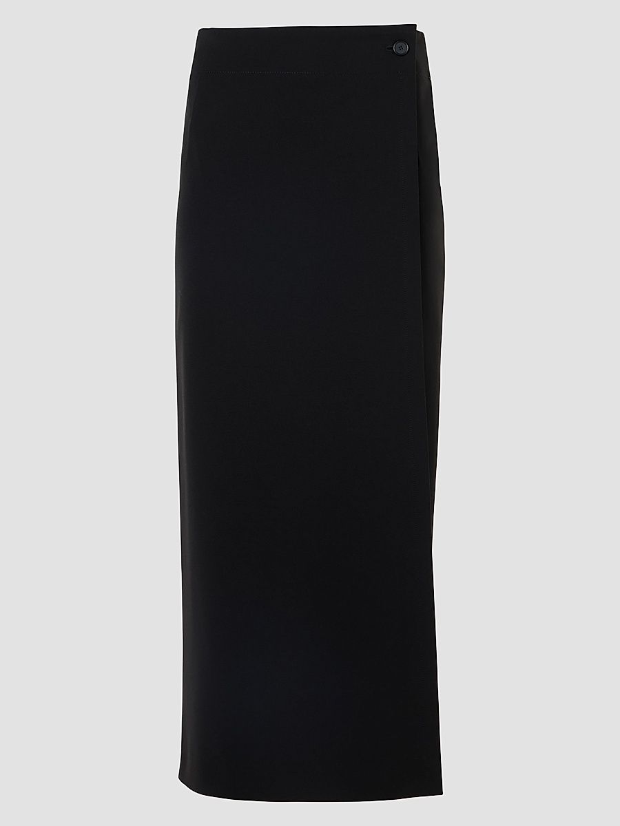 Women's Jersey Wrap Midi Skirt - Black - Size 2