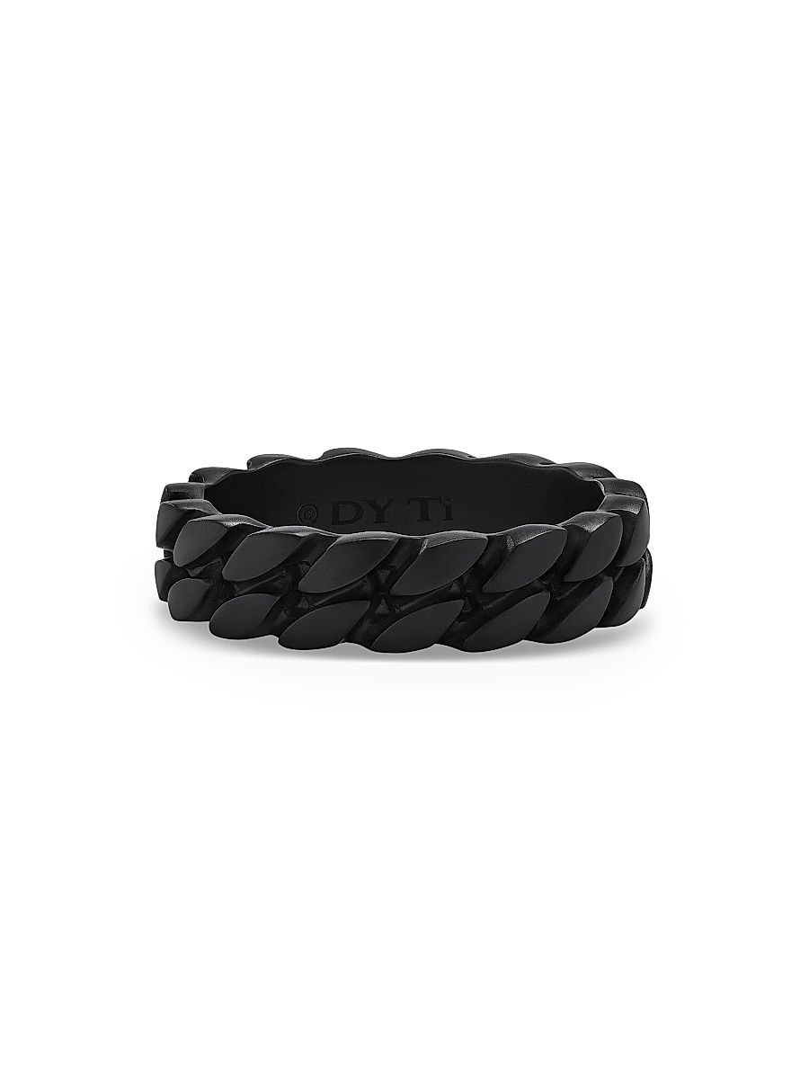 Men's Curb Chain Band Ring in Titanium, 6MM - Black - Size 10