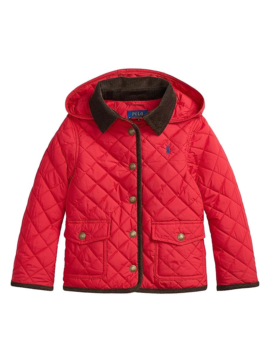 Little Girl's Audrey Quilted Hooded Jacket - Red - Size 6