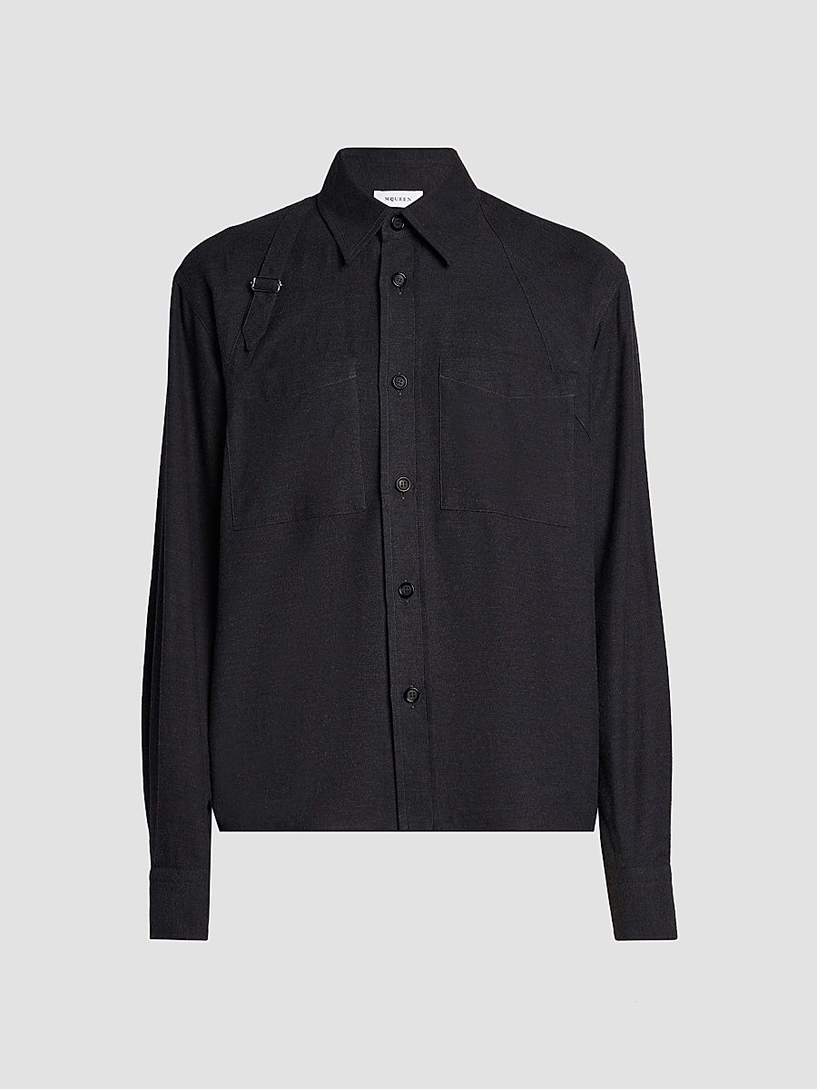 Men's Harness Cotton Flannel Shirt - Charcoal - Size 46