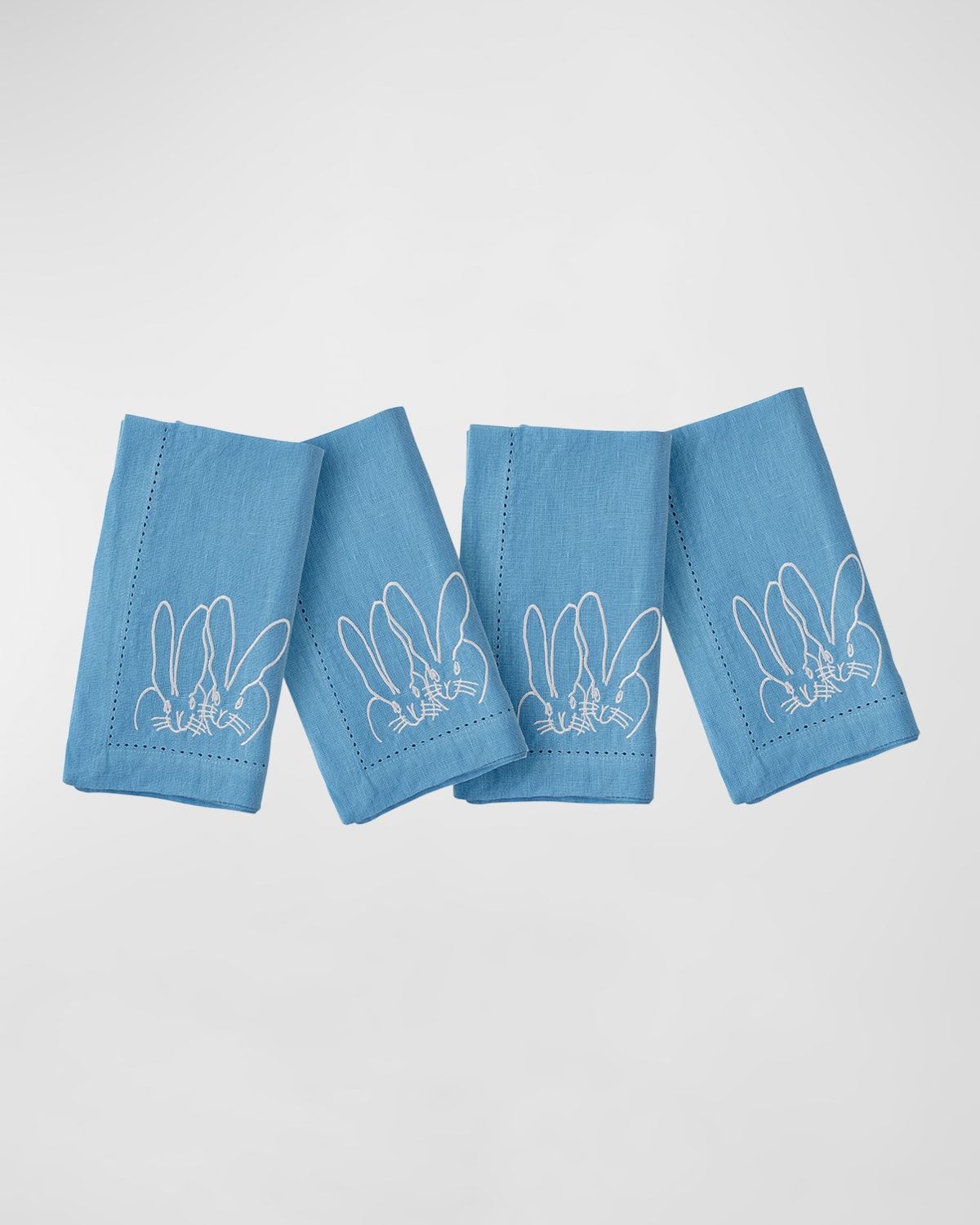 Embroidered Duet Bunny Linen Dinner Napkin