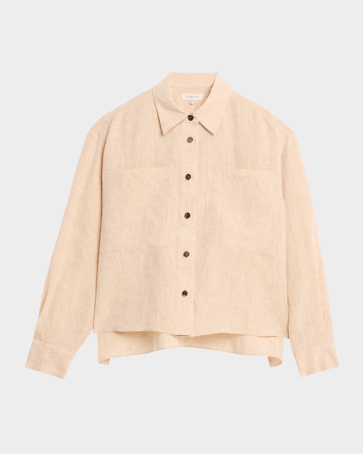Cropped Organic Linen Boyfriend Shirt