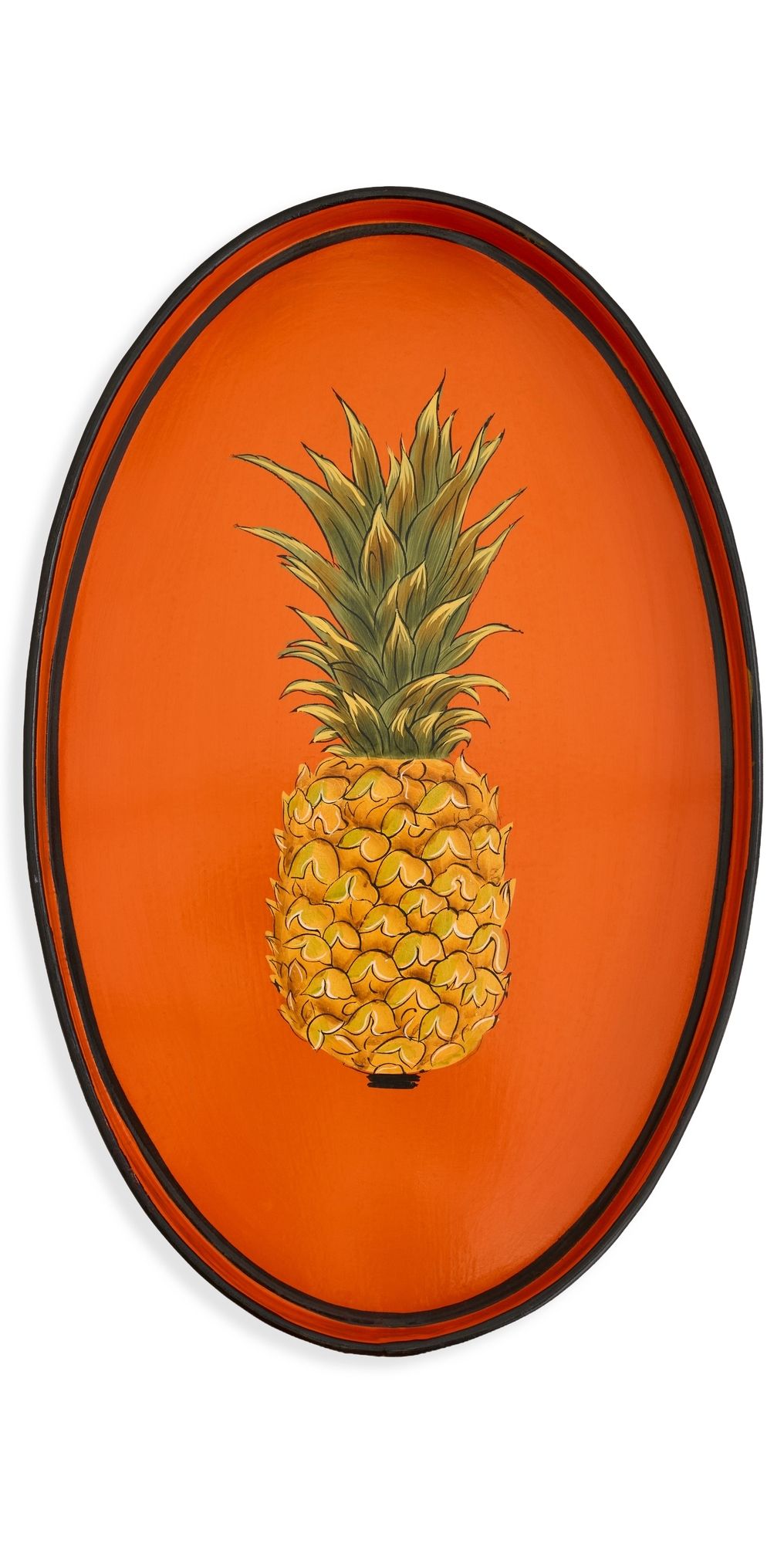 Les Ottomans Fauna Handpainted Iron Tray Orange/Green One Size