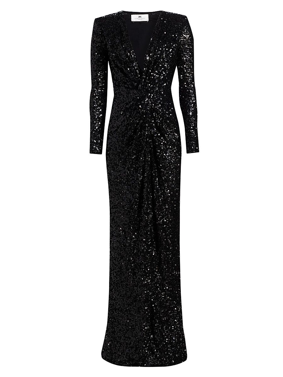 Women's Sequin Paillettes Gown - Black - Size 10