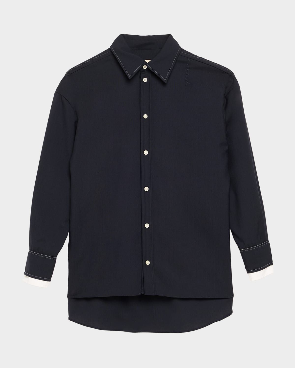 Double Contrast Cuff Button-Front Shirt