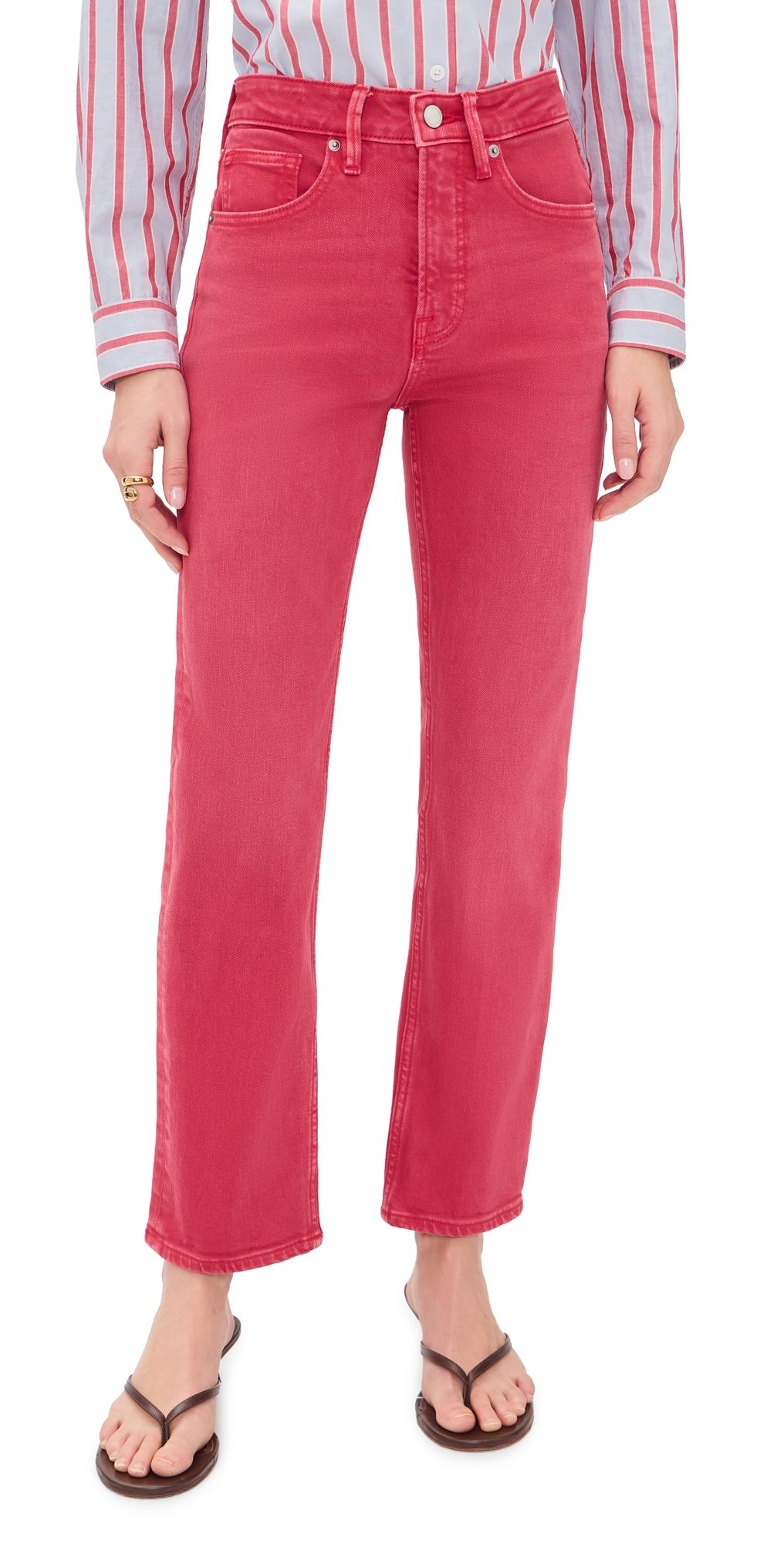 Good American Good Icon Ankle Jeans Cherry Red 2