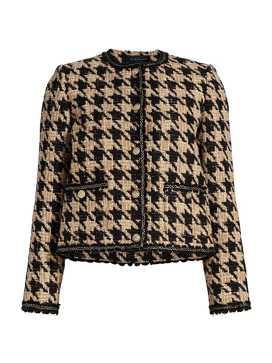 Women's Juno Houndstooth Tweed Jacket - Cream Black Gold - Size XL