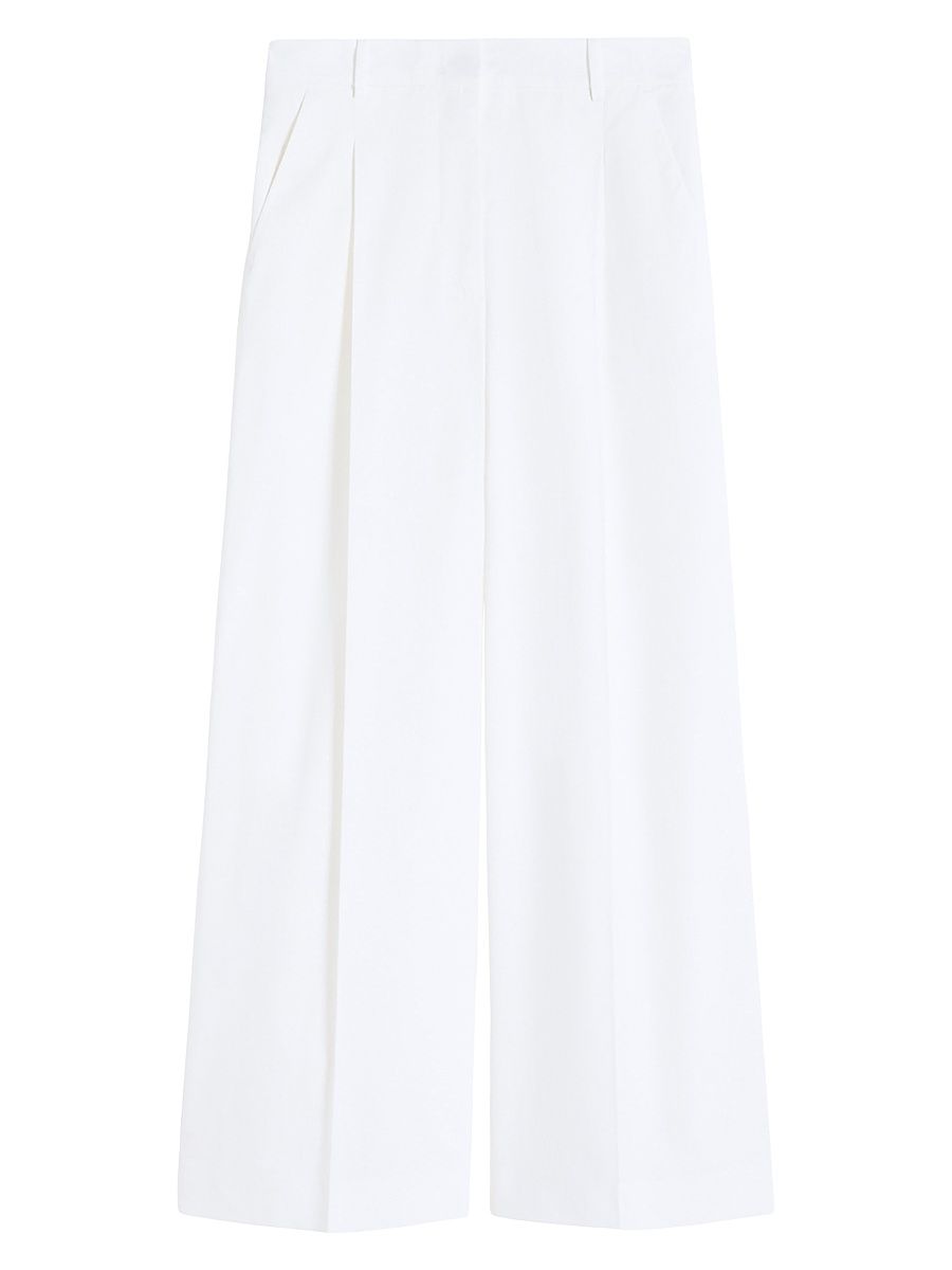 Women's Stretch Cotton Gabardine Trousers - White - Size 16