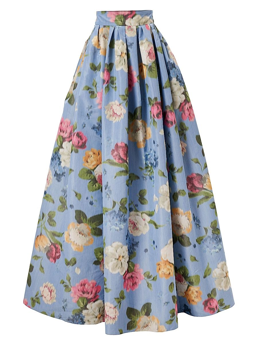 Women's Cabana Floral Ballgown Skirt - Cloudy Blue Multi - Size 12