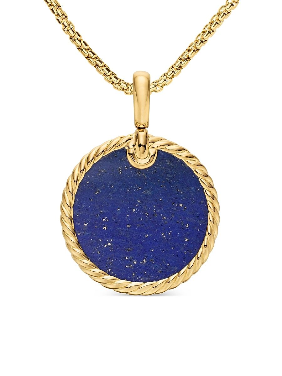 Women's DY Elements Disc Pendant in 18K Yellow Gold - Malachite