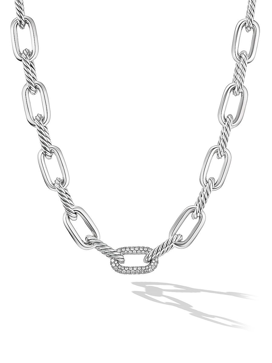 Women's DY Madison Chain Necklace in Sterling Silver with Diamonds - Diamond