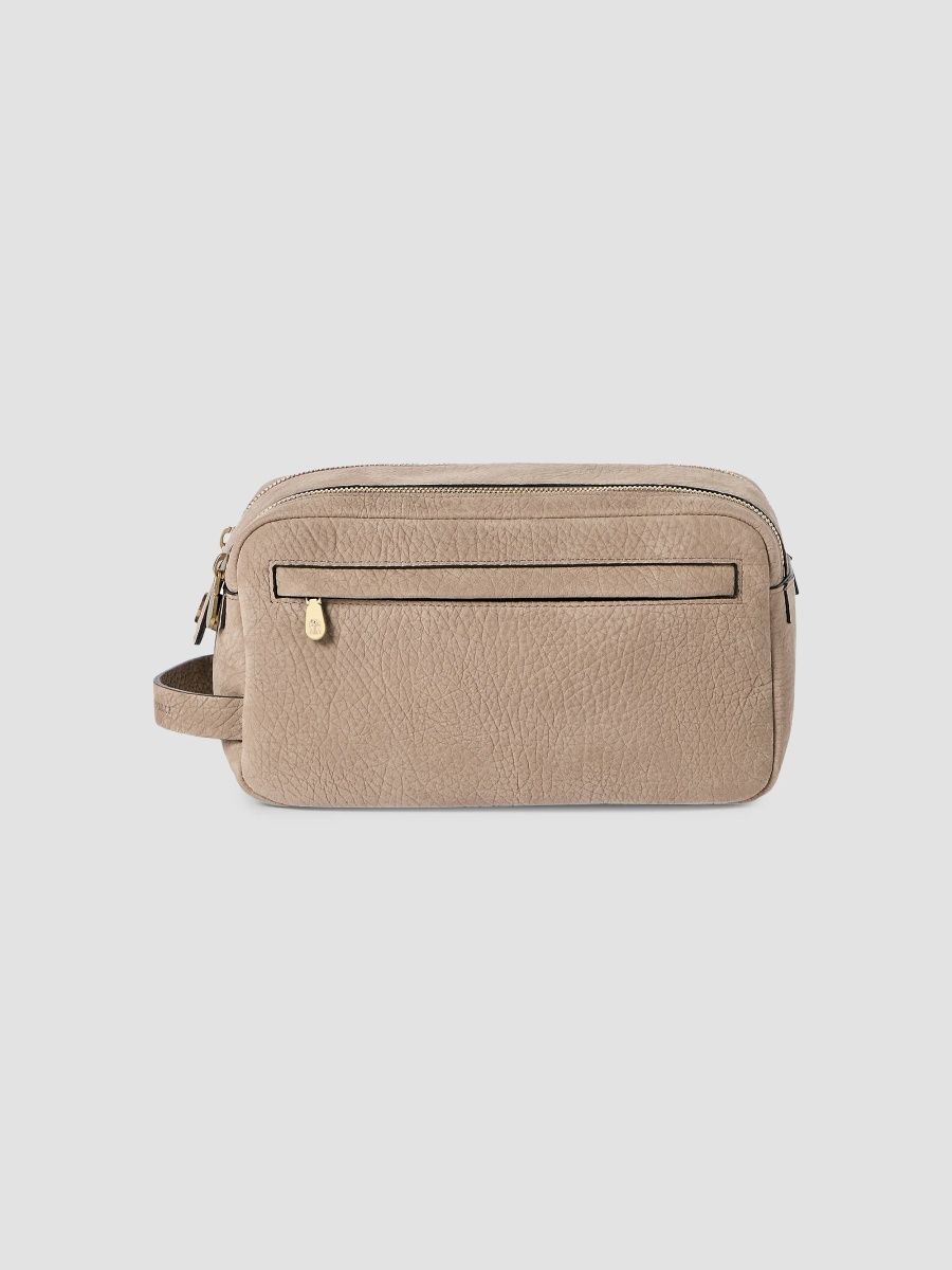 Brunello Cucinelli Textured Nubuck Beauty Case with Double Zipper - Brown