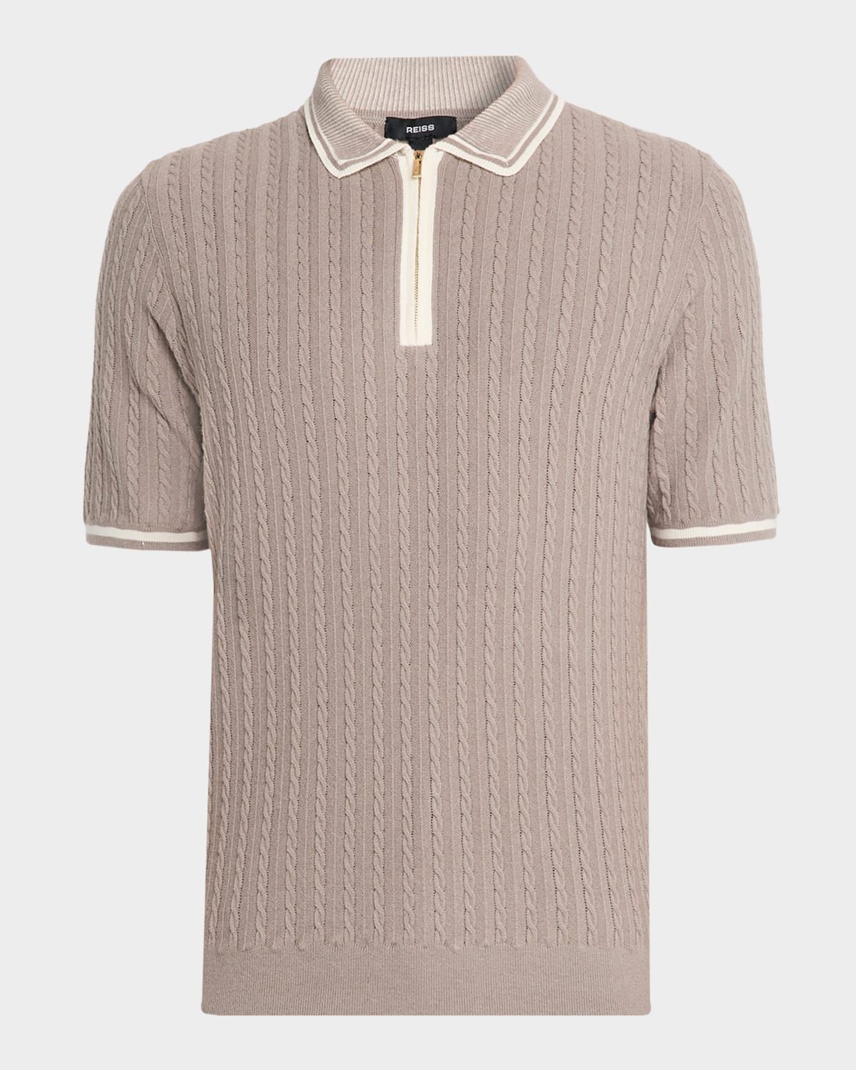 Men & apos;s Micro-Cable Half-Zip Polo Shirt