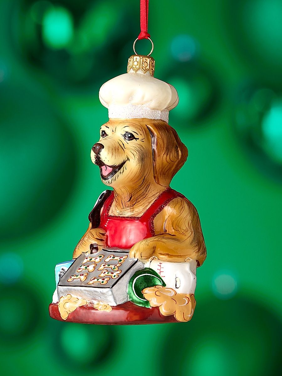 Cookie Baking Barker Glass Ornament
