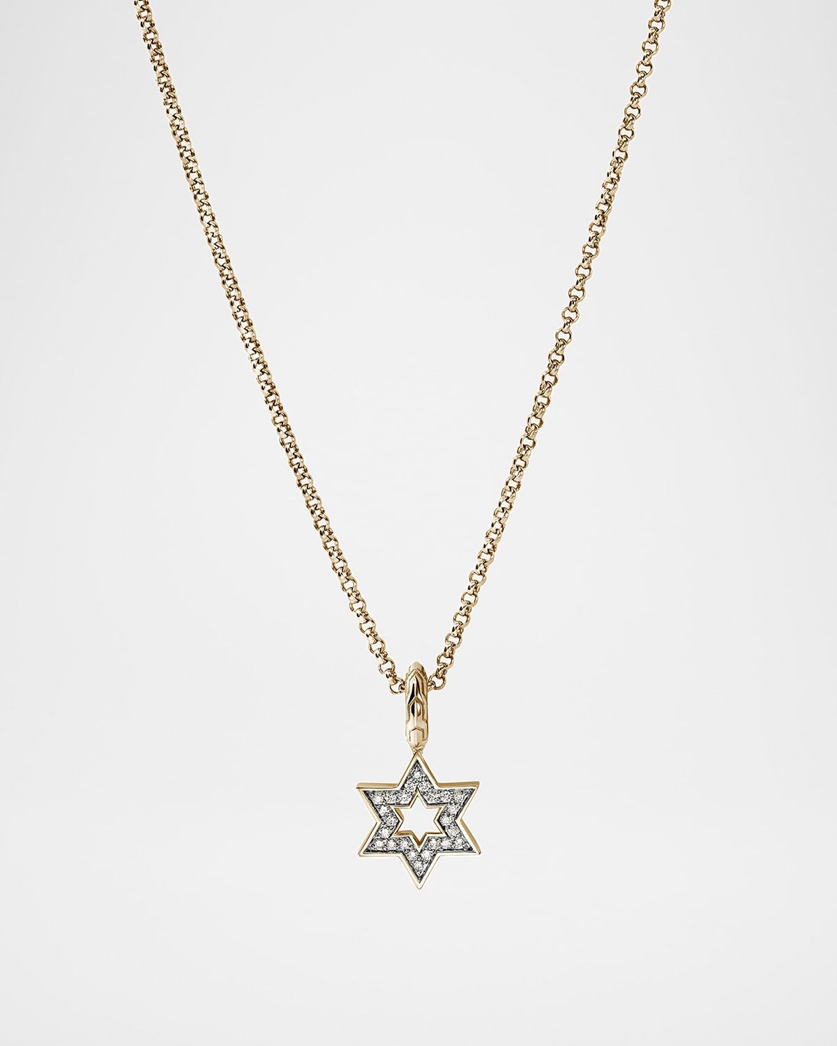 JH Essential 14K Yellow Gold Diamond Star of David Necklace, 1.5mm, 18"L