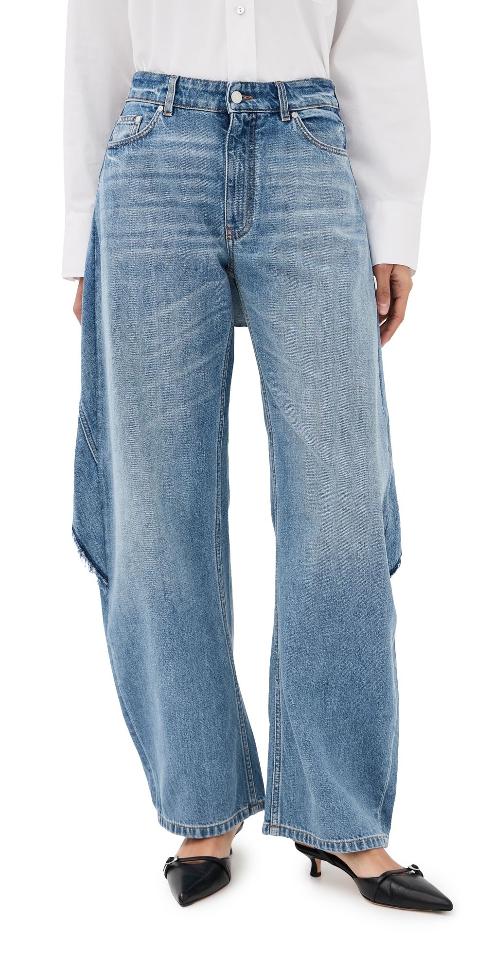 Stella McCartney Relaxed Curve Deconstructed Jeans Mid Blue 29