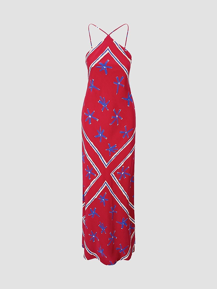 Women's Cubism Halter Maxi Dress - Painted Foulard - Size 14
