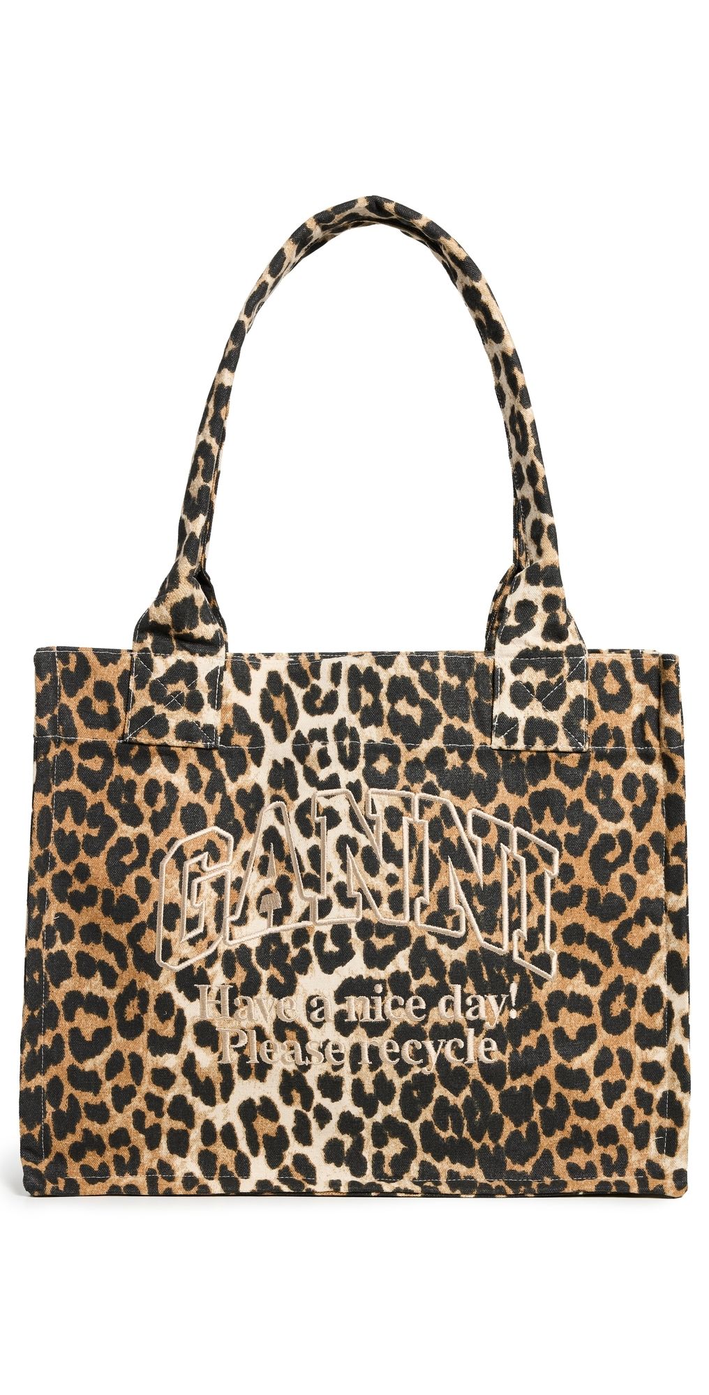 GANNI Large Easy Shopper Print Tote Leopard One Size
