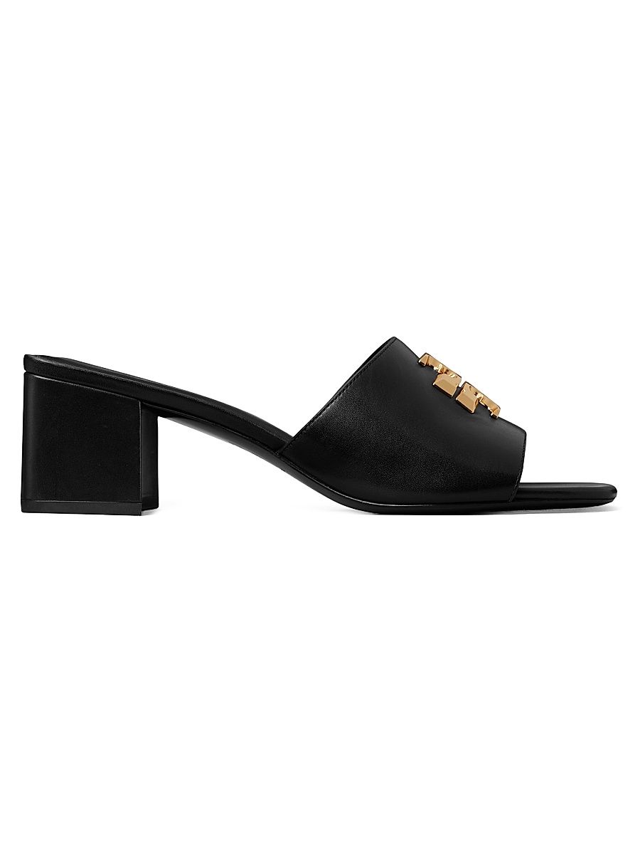 Women's Eleanor 55MM Leather Sandals - Perfect Black Gold - Size 9.5