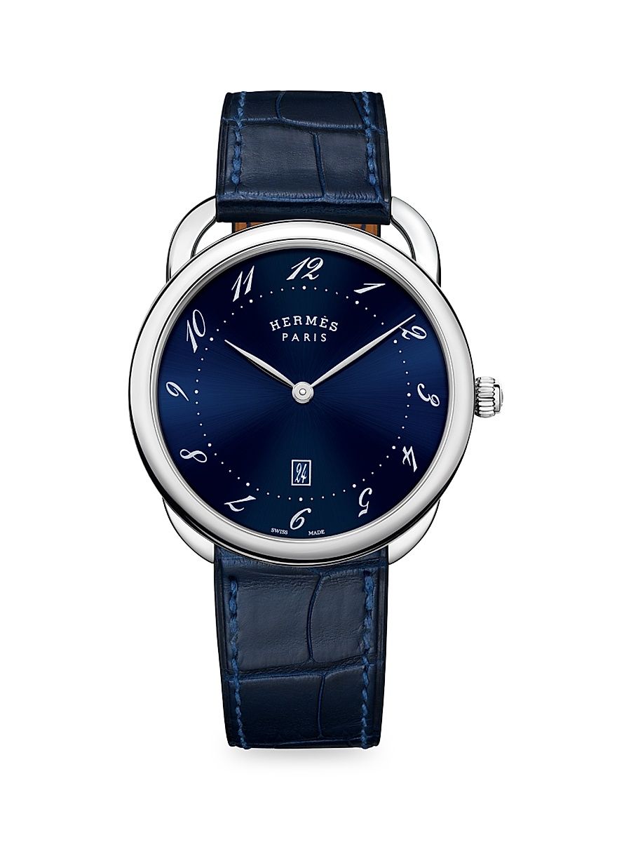 Women's Arceau 40MM Stainless Steel & Alligator Strap Watch - Navy