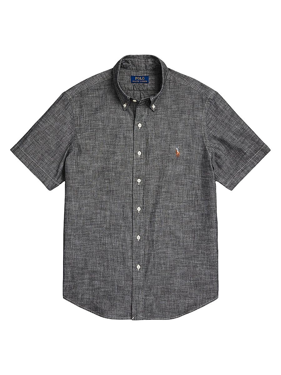 Men's Classic-Fit Chambray Shirt - Light Grey - Size Small