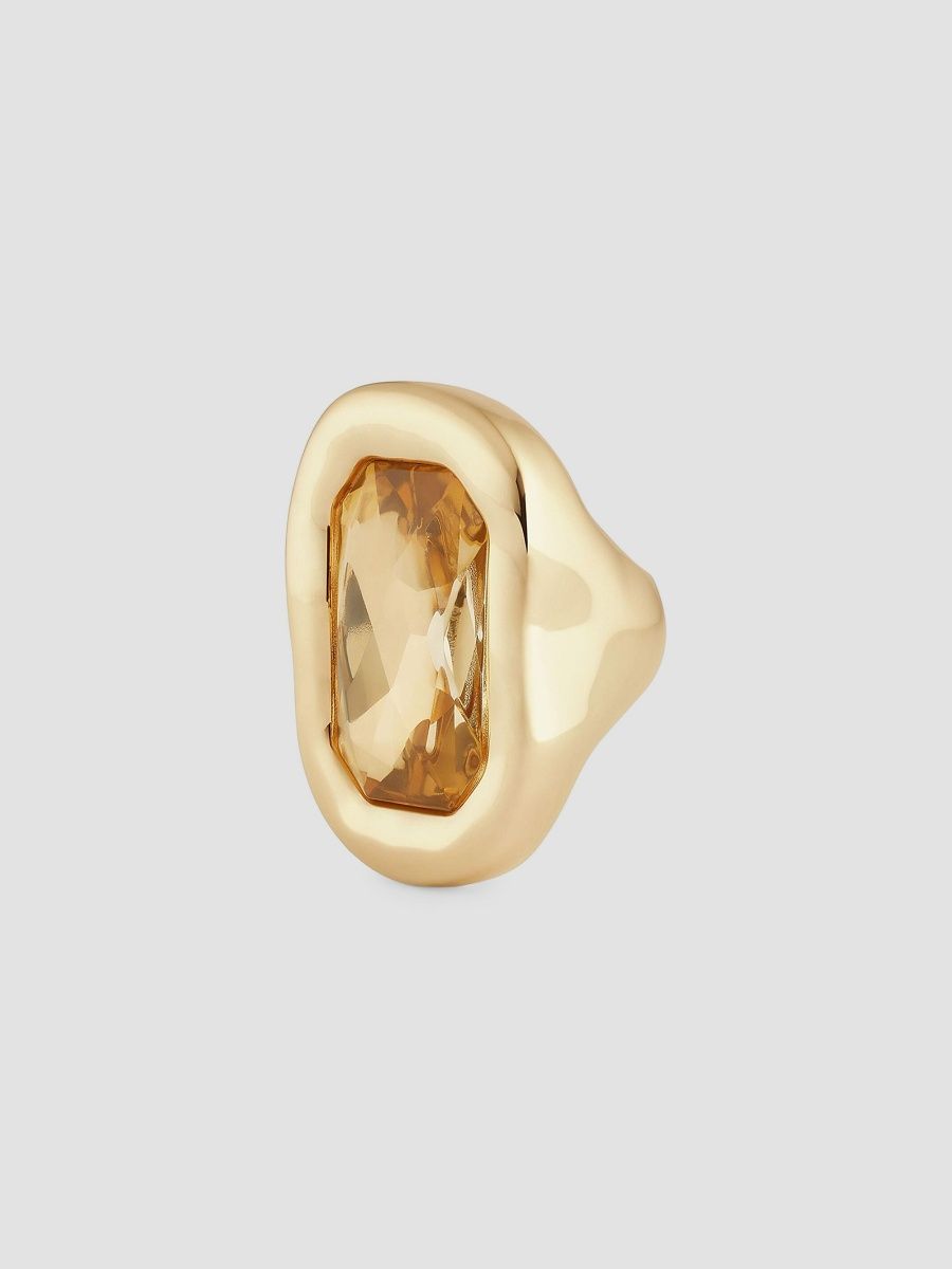 Givenchy Women's Sculptural Crystal Ring in Metal - Golden - Size 6.75