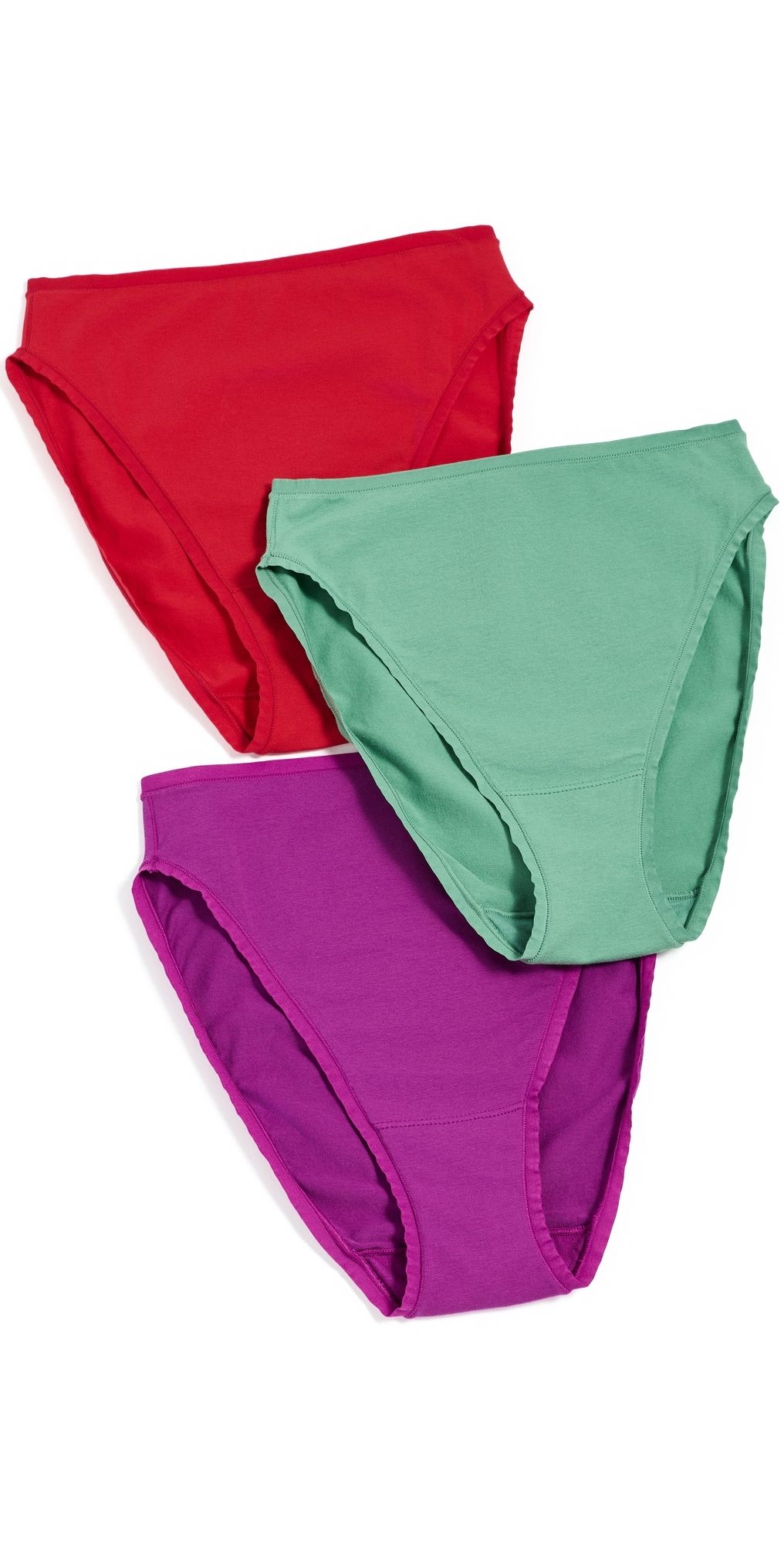 Natori Bliss Bare Cotton High Cut Briefs 3 Pack Multi L