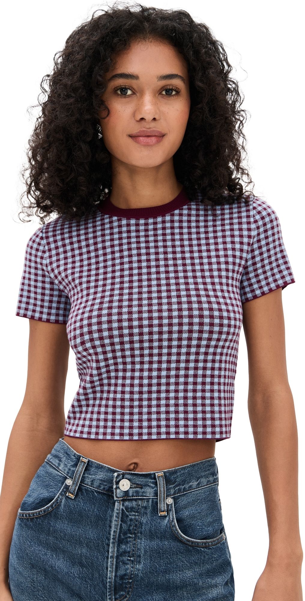 LE BOP Gingham Knit Tee Chocolate/Black XL