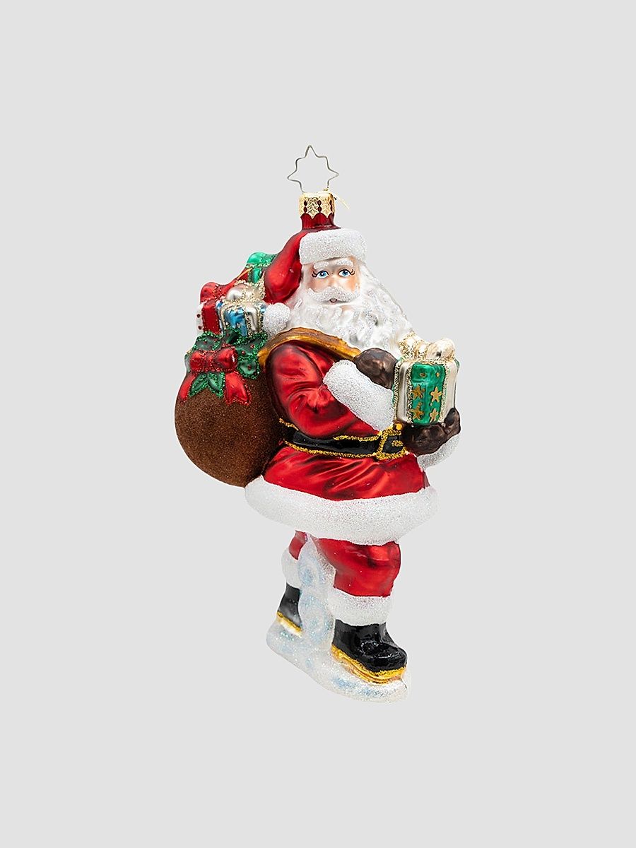 American Santa Merry Saint Nick Glass Ornament
