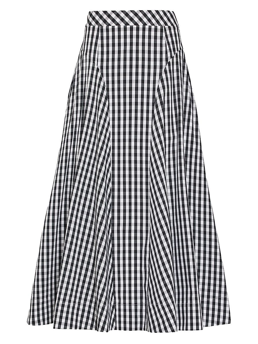 Women's Robin Gingham Midi-Skirt - Black White - Size 12