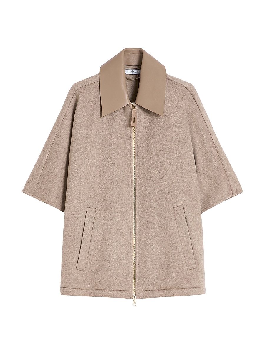 Women's Double Faced Cashmere Broadcloth Cape - Tawny Bronze Brown - Size Small