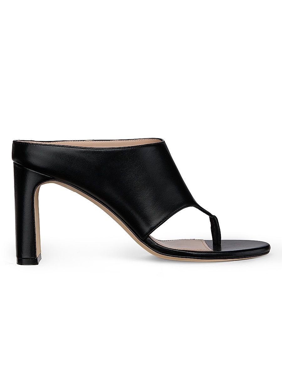 Women's Babette 85MM Leather Block-Heel Sandals - Black - Size 6
