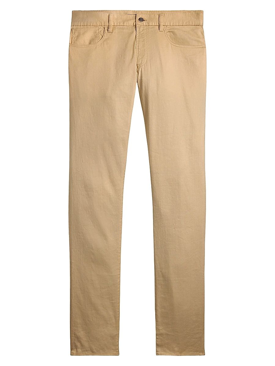 Men's Slim-Fit Stretch Linen-Cotton Jeans - Vintage Cream - Size 38