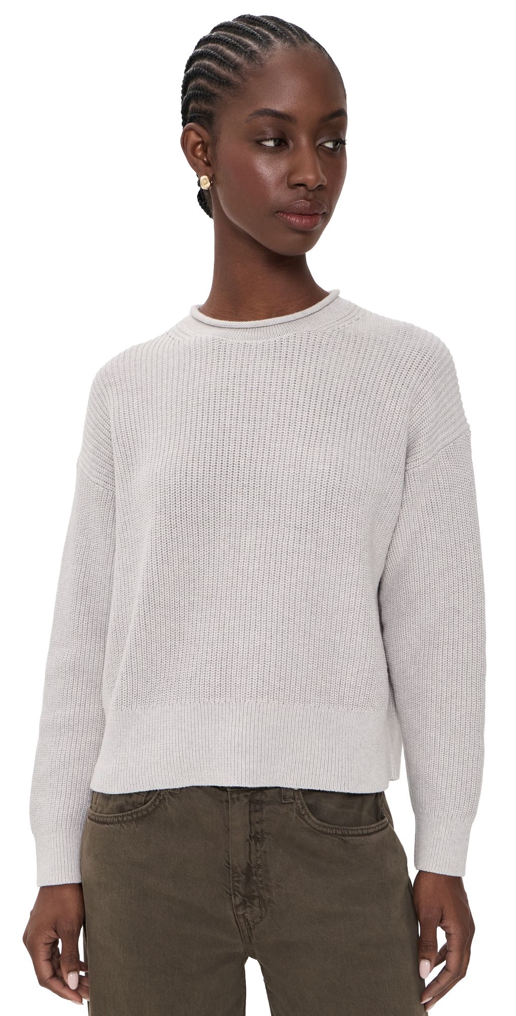 Madewell Arden Roll Neck Cotton Sweater Heather Pewter M