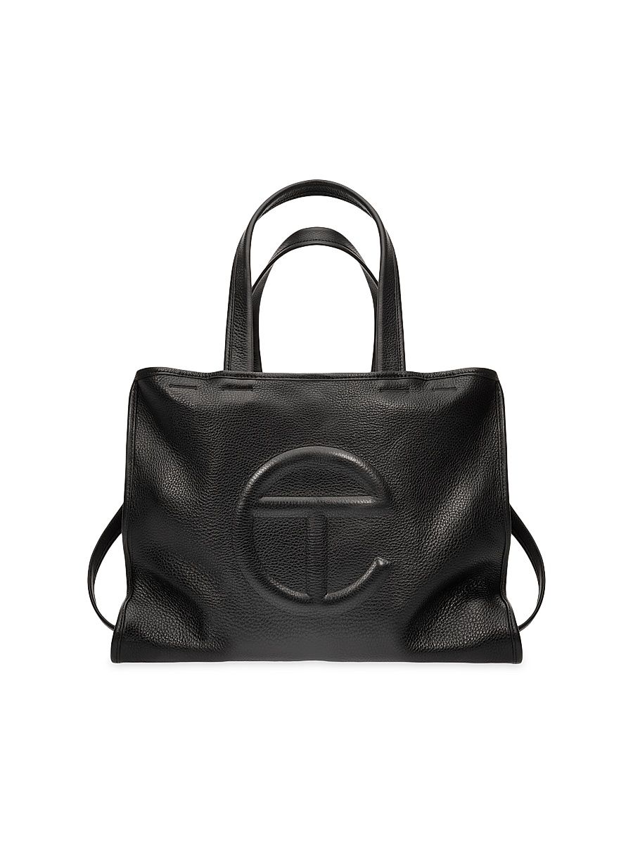 Men's Medium Pebble Leather Carry Bag - Black