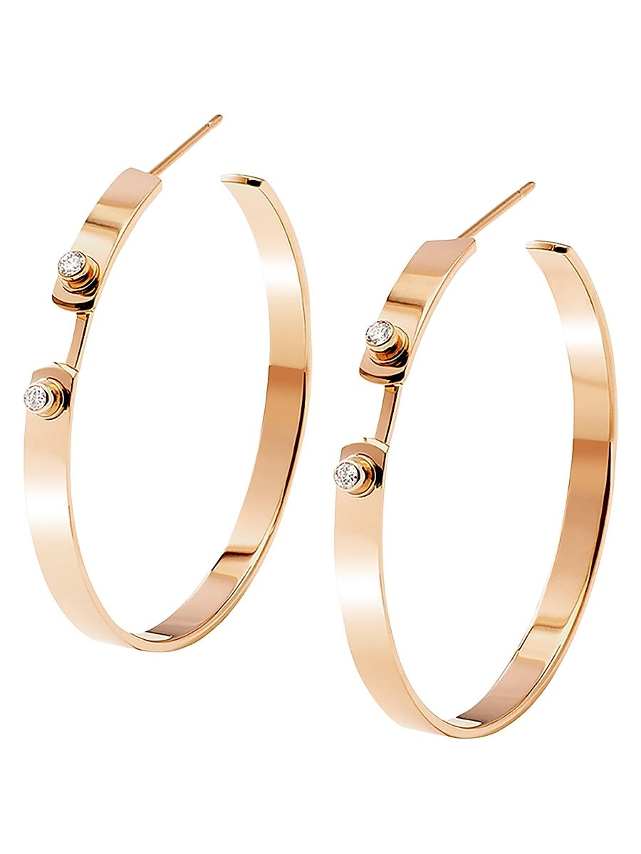 Women's Mood Monday Morning 18K Rose Gold & 0.12 TCW Diamond Hoop Earrings - Rose Gold