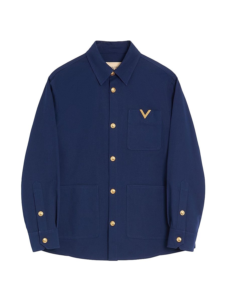 Men's Gabardine Shirt Jacket with VGold - Cobalt - Size 40