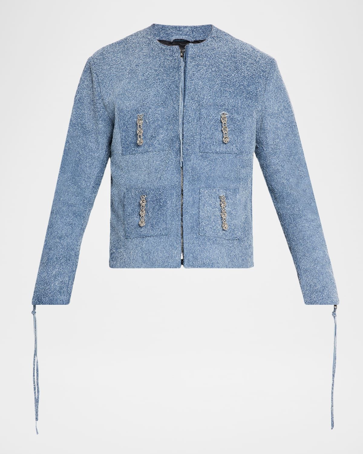 Men & apos;s Chain-Embellished Suede Jacket