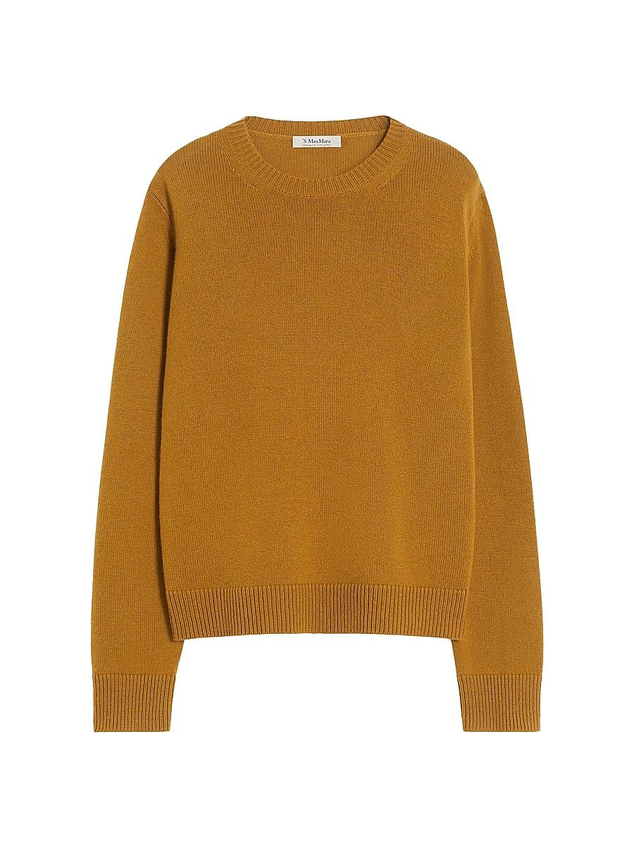 Women's Wool and Cashmere Sweater with Patch Detail - Mustard - Size XL