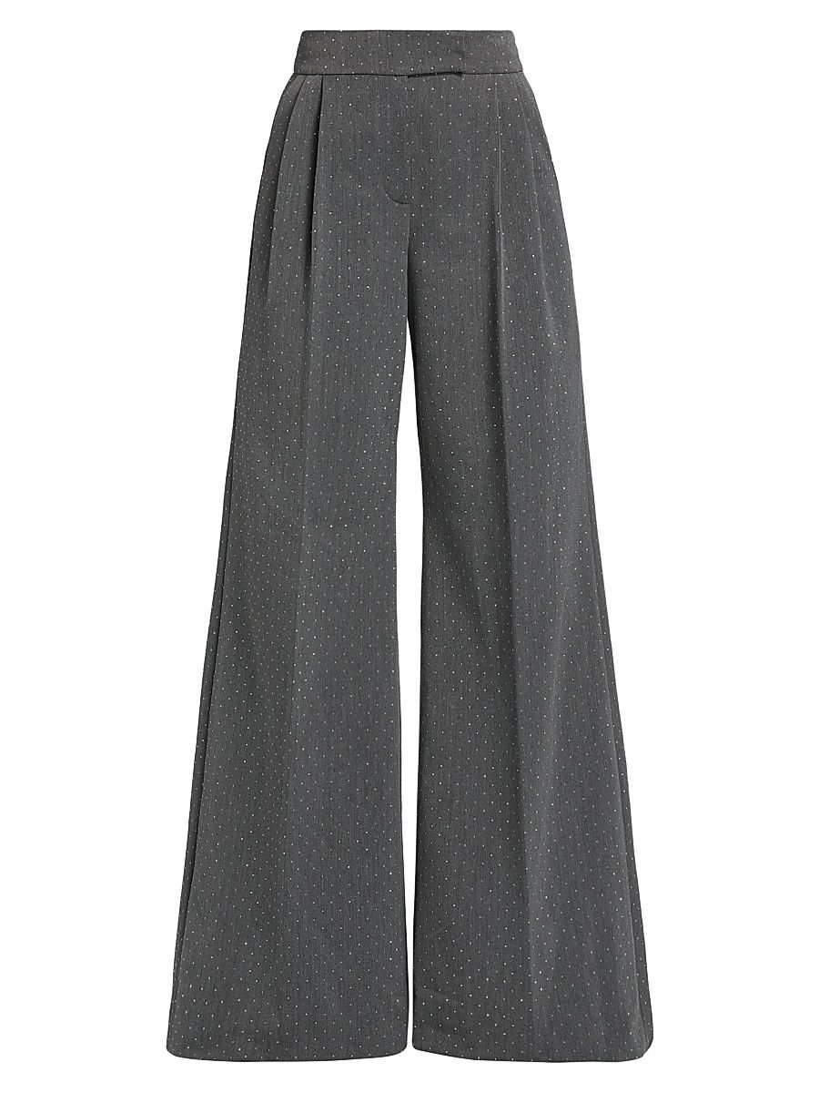 Women's Polka Dot Relaxed-Fit Wide-Leg Trousers - Grey - Size Medium